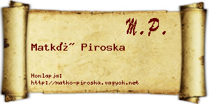 Matkó Piroska névjegykártya