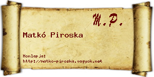 Matkó Piroska névjegykártya